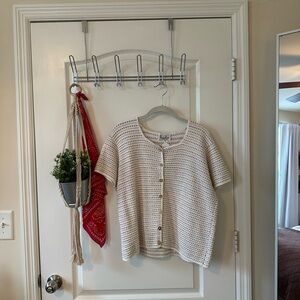 Women's Cream Knit Button-Up Top